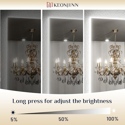 Keonjinn 60" x 36" Backlit Mirror Bathroom, Large Vanity Mirror - Image 3