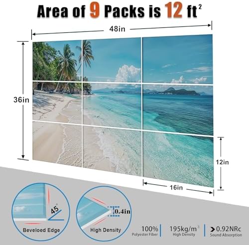 9 Pack Wall Art Acoustic Panels, Decorative Sound Dampening Panels, Acoustic - Image 4