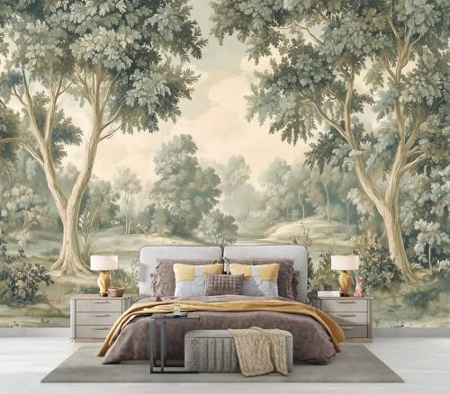 Serene Watercolor Forest River Landscape Wallpaper Peel and Stick - Image 2