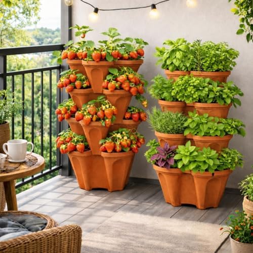 Vertical Garden Planter 4 Tier Stackable System 16 Plants, Space Saving Herb - Image 4