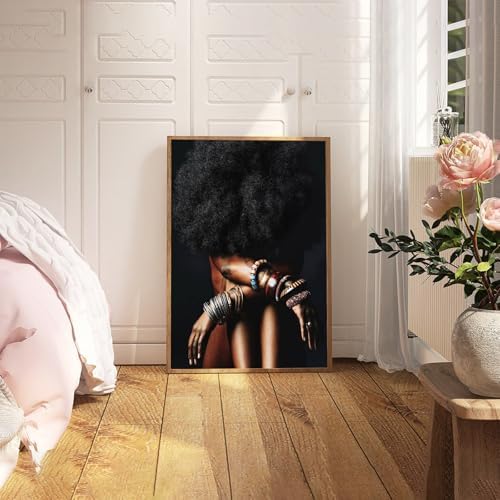 ZHGYGBN Black Girl Canvas Poster Afro Portrait Poster 16x20 Inch Unframed - Image 3