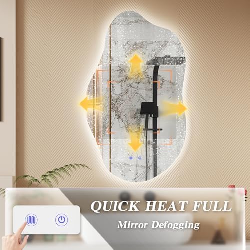 QDSSDECO 19.7" x 33.5" Cloud LED Wall Mirror, 3 Colors - Image 4