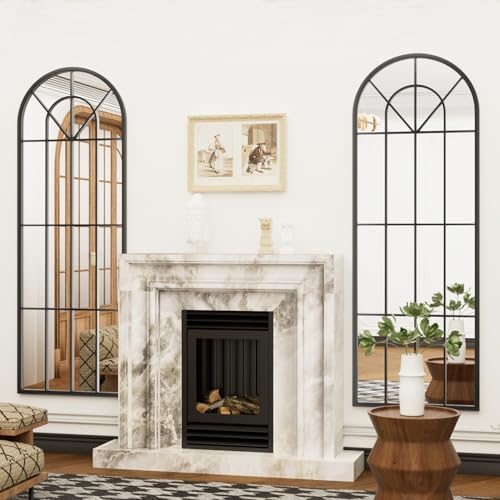 Dewfig Arched Windowpane Floor Mirror - Image 6