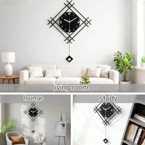 SIN&MI Modern Wall Clock with Stylish Pendulum, Minimalist Metal Wall Decor - Image 5