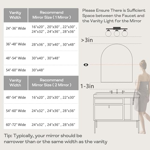 Black Arched Mirror 20x30in, Metal Framed Bathroom Vanity Wall - Image 4