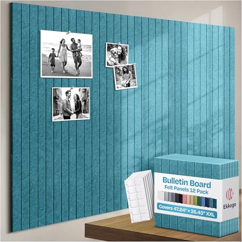 X-Large Cork Board Alternative 12-Pack Felt Bulletin Board Thick and Decorative by EkkogoAcousticPanels
