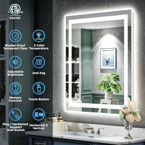 20x28 LED Bathroom Mirror with Lights, Lighted Vanity Mirror - Image 2