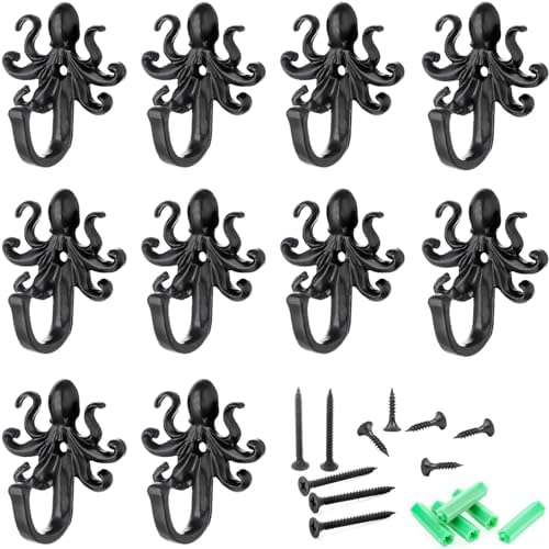 10 Pack Coat Hooks Wall Hooks, Octopus Decorative Wall Mounted Hooks Rustic by FANYUN