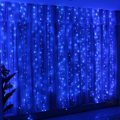 HXWEIYE 300LED Fairy Curtain Lights, 9.8x9.8Ft USB, 8 Modes & Timer by LightUpYourHomewHXWEIYE