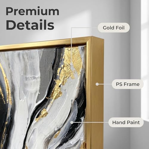 3D Textured Black and Gold Abstract Wall Art - Image 3