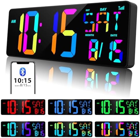 XREXS 17.2" Large Digital Wall Clock Bluetooth Sync by XREXS