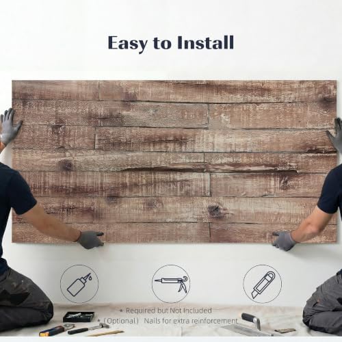 HOMCOM 3D Faux Wood Wall Panels Water-Resistant 4' x 2' Gray Wood Grain - Image 5