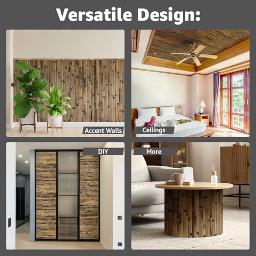 Art3d 48 x 96 in Pole Wrap Natural Bamboo Wall Panel, Dark Burned - Image 3