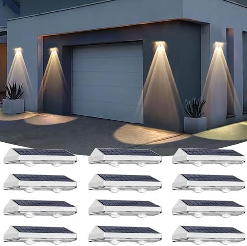 12 Pack Solar Fence Lights Outdoor Waterproof LED by LIANGLOME