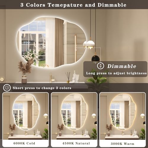 Irregular-Shaped Backlit LED Lighted Bathroom Mirror 24x36 - Image 3