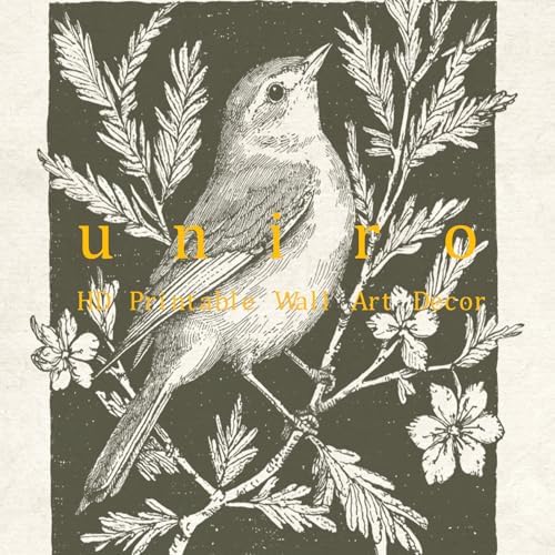 uniro Wall Art Canvas Print Vintage Bird Wall Art Canvas Sparrow Farmhouse - Image 5