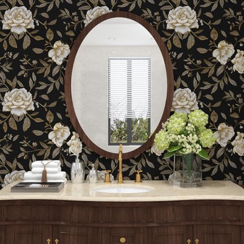Laatse Dark Golden White Peony Floral Wallpaper Peel and Stick 17.5"x393" - Image 3