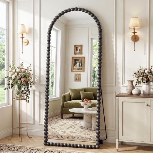 Antok 71" x 28" Arched Full Length Mirror, Antique Beaded Frame Floor Standing by AntokMirror