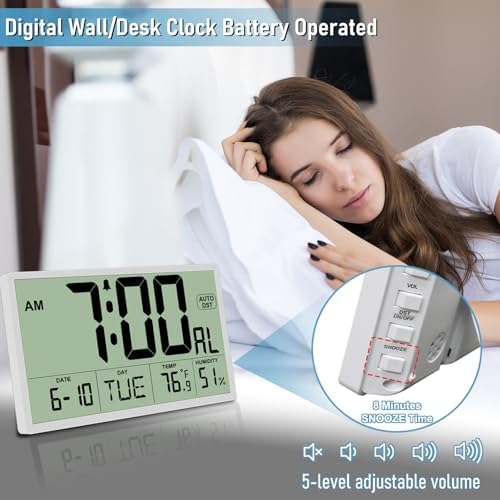 9‘’ Narrow Bezels Battery Operated Digital Wall Clock - Image 5