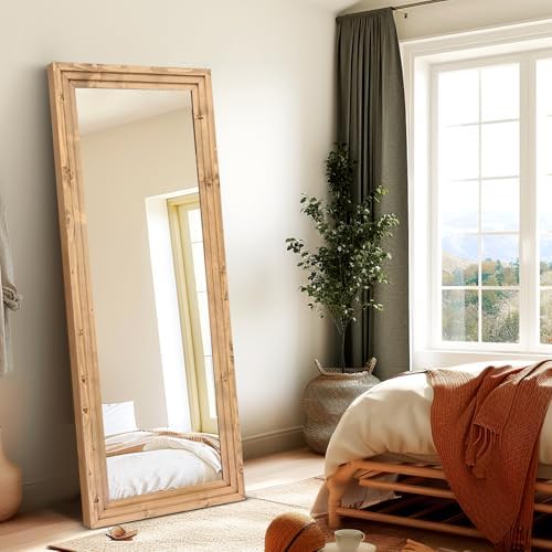 58x22in Full Length Mirror, 3-Tier Stepped Solid Wood Frame - Image 4