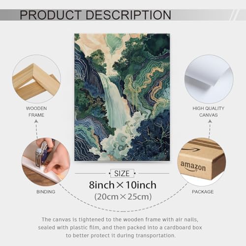 Japanese Landscape Framed Prints Poster Abstract Nature Mountain Canvas Wall - Image 2