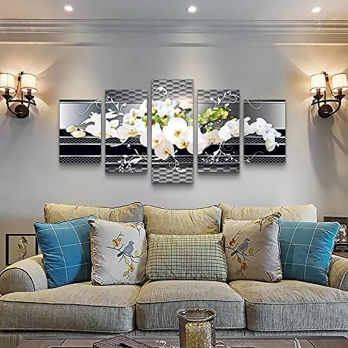 5 Piece Wall decor Canvas art for living room Picture Butterfly Orchid Flowers - Image 7