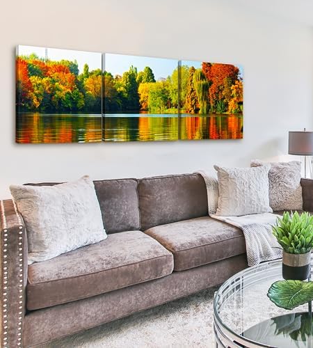 Fall Forest Lake Landscape Canvas Wall Art Decor - Image 4