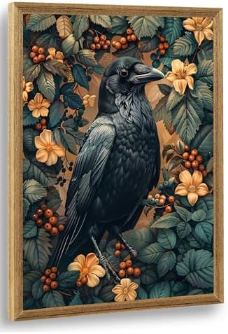ICHZUMW Framed William Morris Raven Dark Academia Canvas Wall Art 12x16 In by Unknown