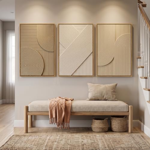 Large Framed Neutral Abstract Wall Art - Image 2