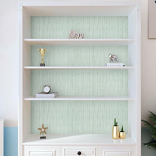 VaryPaper 15.7''x315'' Light Green Grasscloth Peel and Stick Wallpaper Textured - Image 3