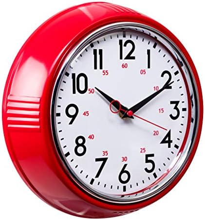 Kiera Grace Wall Clock, 9.5 Inch, Retro Red ClassicWall Clocks Battery Operated - Image 3