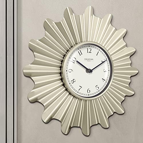 12 Inch Mid Century Starburst Wall Clock, Morning Silver - Image 4