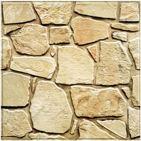 Commomy 3D Faux Stone Wall Panels Peel and Stick 10 Pcs 11.8" x 11.8" by CommomyDecor
