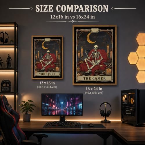 Framed Skeleton Gothic Game Wall Art The Gamer Tarot Room Pictures Decor - Image 6