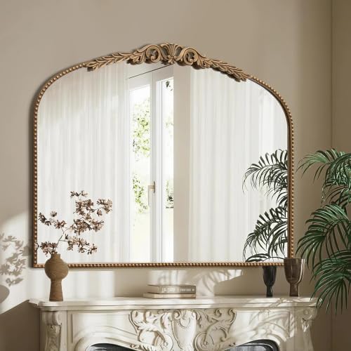 Besdomus Gold Large Arched Mirror: 40"x29" French Vintage Dresser Mirror by Besdomus