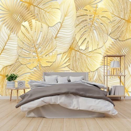 Gradually Changing Gold Texture Leaf Mural Peel and stick-58 x80 - Image 3