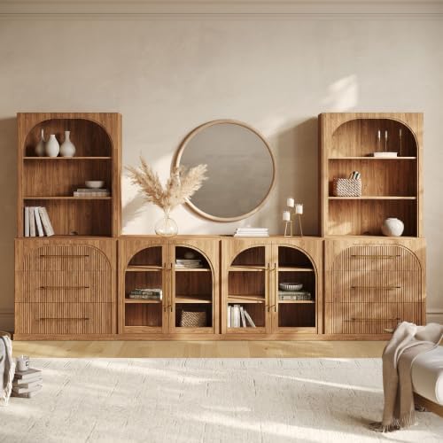 BELLEZE Jagger 130" Wall Unit 6-Piece Modular TV Stand - Image 4