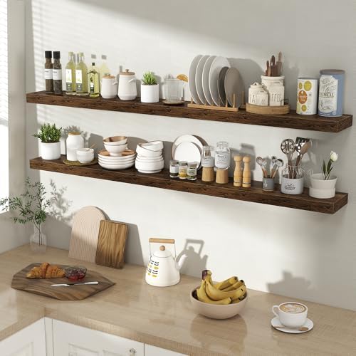 Acovy 55 Inch Floating Shelves for Wall 2 Pack, Wall Mounted Floating Shelf - Image 2