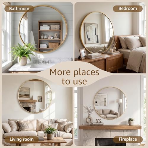 DUMOS 36 Inch Round Wall Mirror, Bathroom Mirrors - Image 6