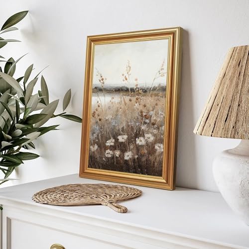 EJPFOGV Vintage Wildflower Meadow Landscape Framed Canvas Wall Art 12x16 in - Image 2