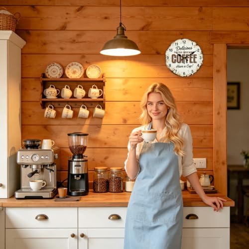 Retro Coffee Wall Clock Silent Non-Ticking 12" - Image 7
