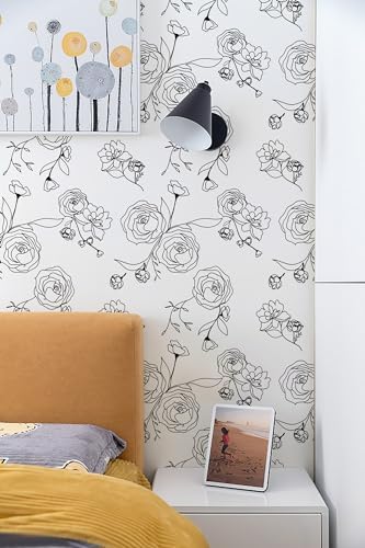 Safiyya 393"x17.3" Peel and Stick Wallpaper Black and White Contact Paper - Image 3