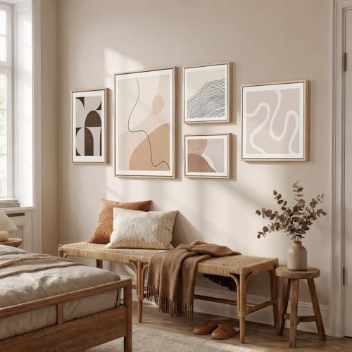 Large Framed Neutral Beige Abstract Wall Art - Image 4