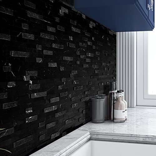 SUNWINGS 5-Sheet Peel and Stick Mosaic Natural 3D Stone Self Adhesive Marble - Image 6