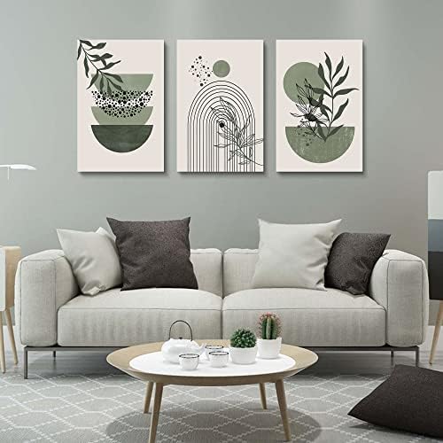 Sage Green Wall Posters & Prints, Minimalist Framed Wall Art Geometric Line - Image 3