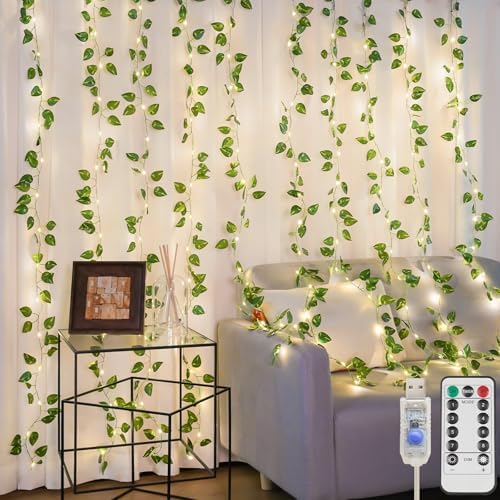 suddus Vines with Lights for Bedroom, 150 LED Fairy Lights with Vines, Pothos by SUDDUS