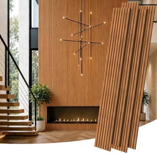 RITOLLO Wood Panels for Wall, 4 Pack Wood Slat Acoustic Panels, 118 x 11 in 3D by Ritollo