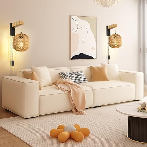 Boho Plug-in Wall Sconces Set of Two, 15 RGB Dimmable Light - Image 3