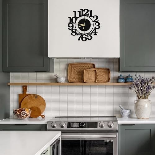 13 Inch Modern Black Metal Wall Clock, Decorative Minimalist Wall Clock - Image 4
