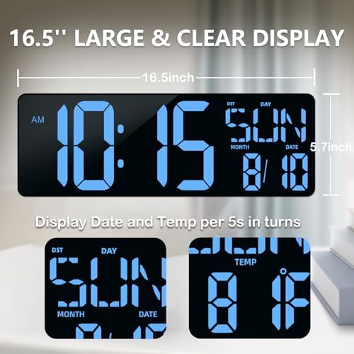 Digital Wall Clock Large Display: 16.5" LED Digital Clock - Image 2